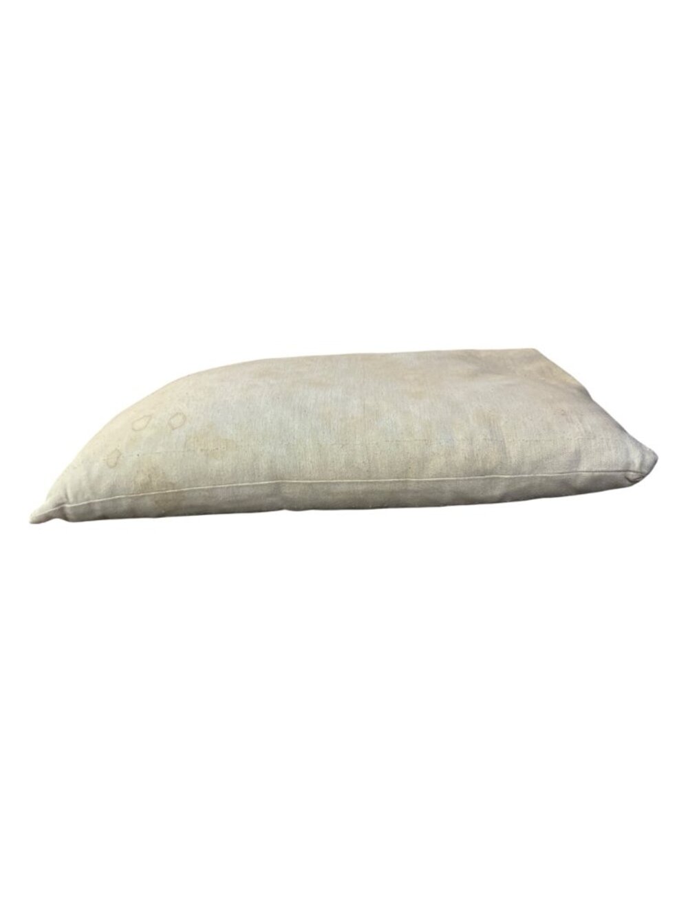 Vintage Feather Bed Pillow Beige Rustic Decor Stained Used Farmhouse  Handmade - Picture 4 of 16